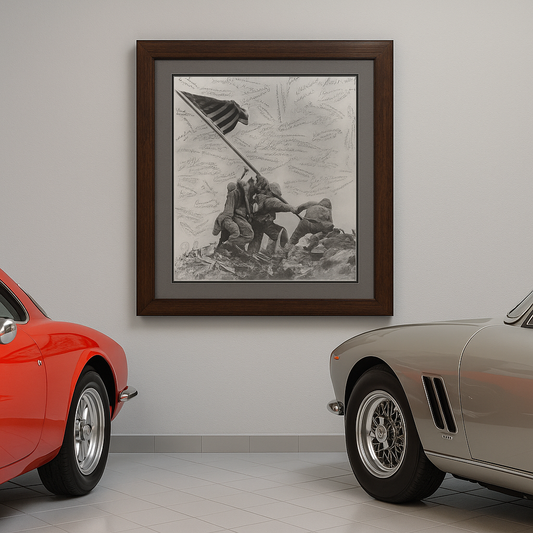 Iwo Jima Officer Signed Photograph 25.75"x 29.50" Rustic Frame