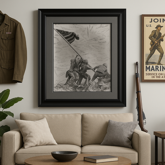 Iwo Jima Officer Signed Photograph 25.75x29.50" Contemporary Frame