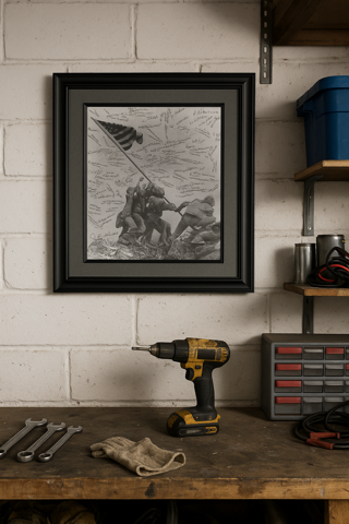 Iwo Jima Officer Signed Photograph 25.75x29.50" Contemporary Frame