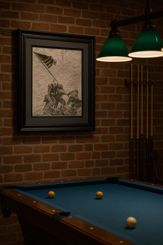 Iwo Jima Officer Signed Photograph 25.75x29.50" Contemporary Frame