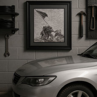 Iwo Jima Officer Signed Photograph 25.75x29.50" Contemporary Frame