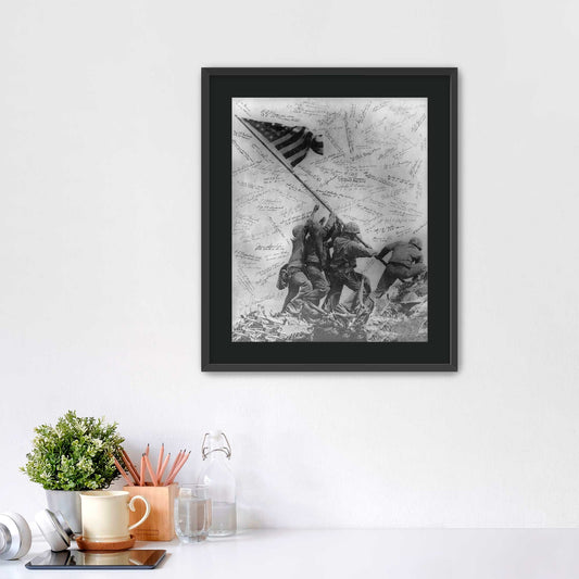 Iwo Jima Signed Photograph 16"x20" Smooth Black Frame